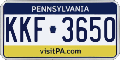 PA license plate KKF3650
