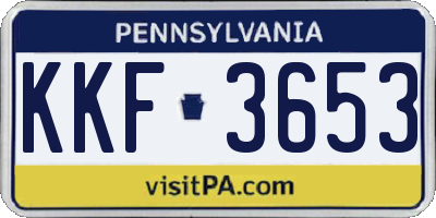 PA license plate KKF3653