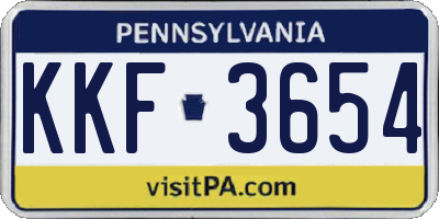 PA license plate KKF3654