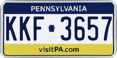 PA license plate KKF3657