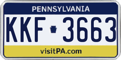 PA license plate KKF3663