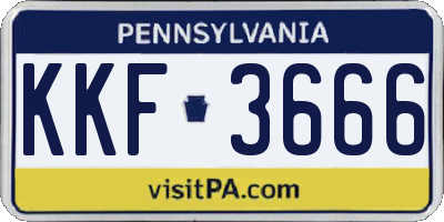 PA license plate KKF3666