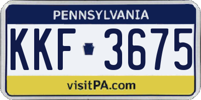 PA license plate KKF3675