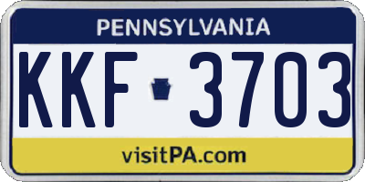 PA license plate KKF3703