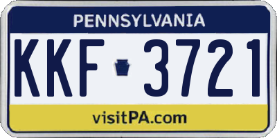 PA license plate KKF3721