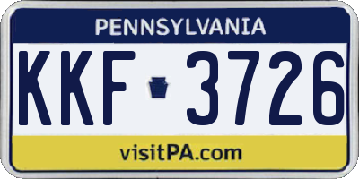 PA license plate KKF3726
