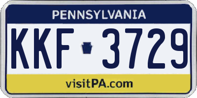 PA license plate KKF3729