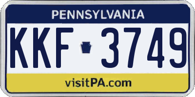 PA license plate KKF3749