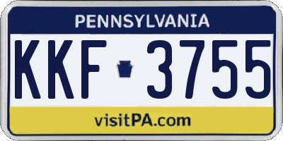 PA license plate KKF3755