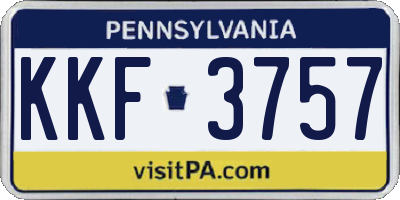 PA license plate KKF3757