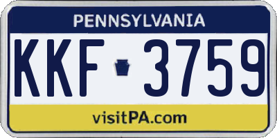 PA license plate KKF3759