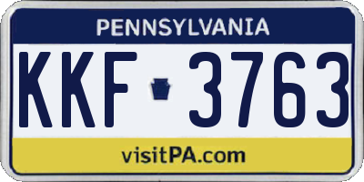 PA license plate KKF3763