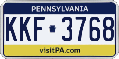PA license plate KKF3768