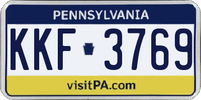 PA license plate KKF3769