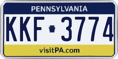PA license plate KKF3774
