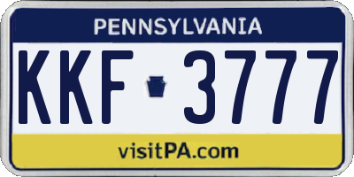 PA license plate KKF3777