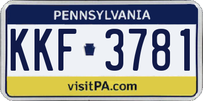 PA license plate KKF3781