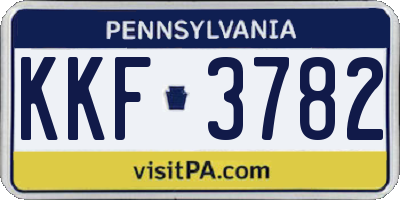 PA license plate KKF3782