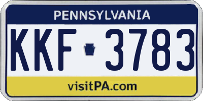 PA license plate KKF3783
