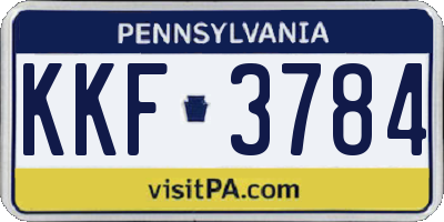 PA license plate KKF3784