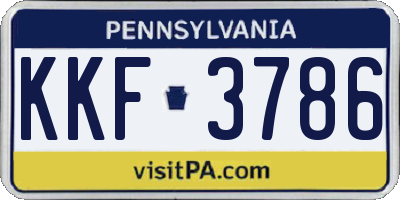 PA license plate KKF3786