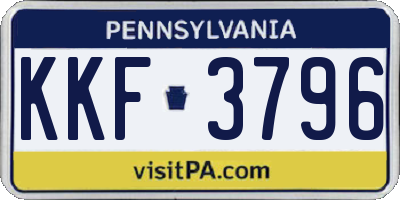 PA license plate KKF3796