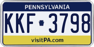 PA license plate KKF3798