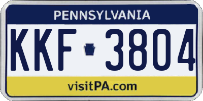 PA license plate KKF3804