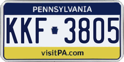 PA license plate KKF3805