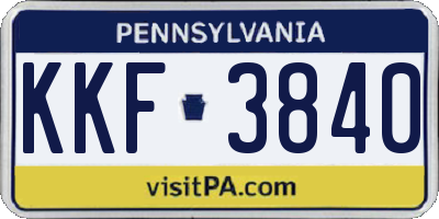 PA license plate KKF3840