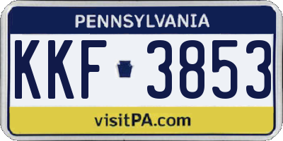 PA license plate KKF3853