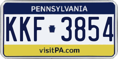 PA license plate KKF3854