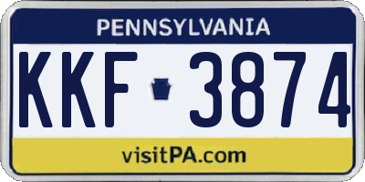 PA license plate KKF3874