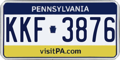 PA license plate KKF3876