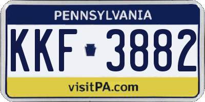 PA license plate KKF3882