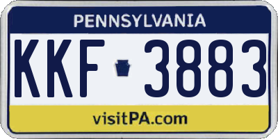 PA license plate KKF3883