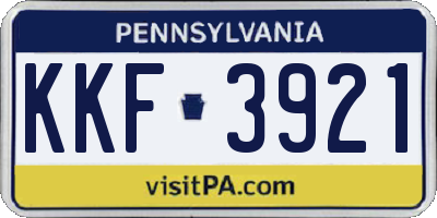 PA license plate KKF3921