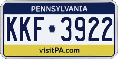 PA license plate KKF3922