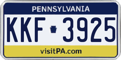 PA license plate KKF3925