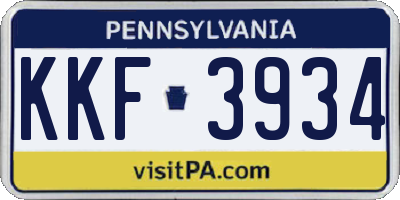PA license plate KKF3934
