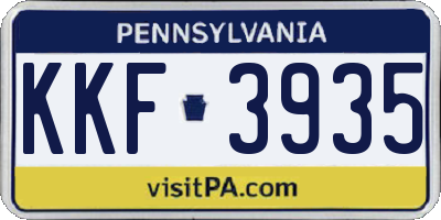 PA license plate KKF3935