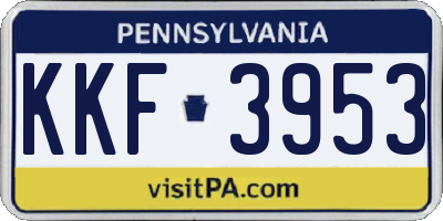 PA license plate KKF3953