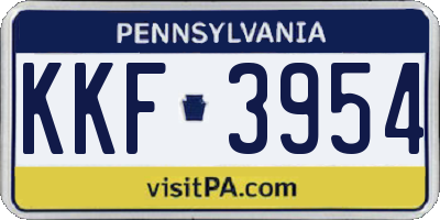 PA license plate KKF3954