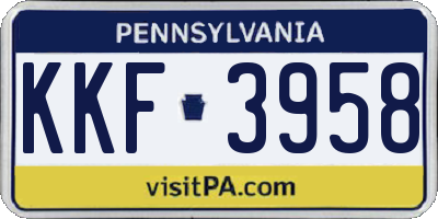 PA license plate KKF3958