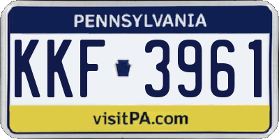 PA license plate KKF3961