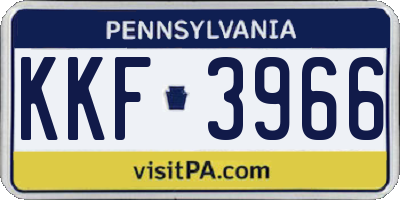 PA license plate KKF3966