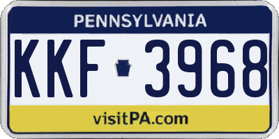 PA license plate KKF3968