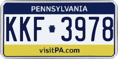 PA license plate KKF3978