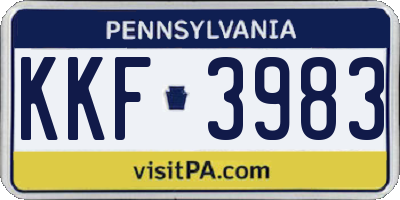 PA license plate KKF3983
