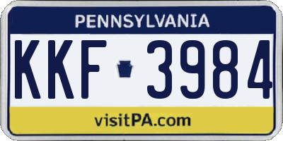 PA license plate KKF3984